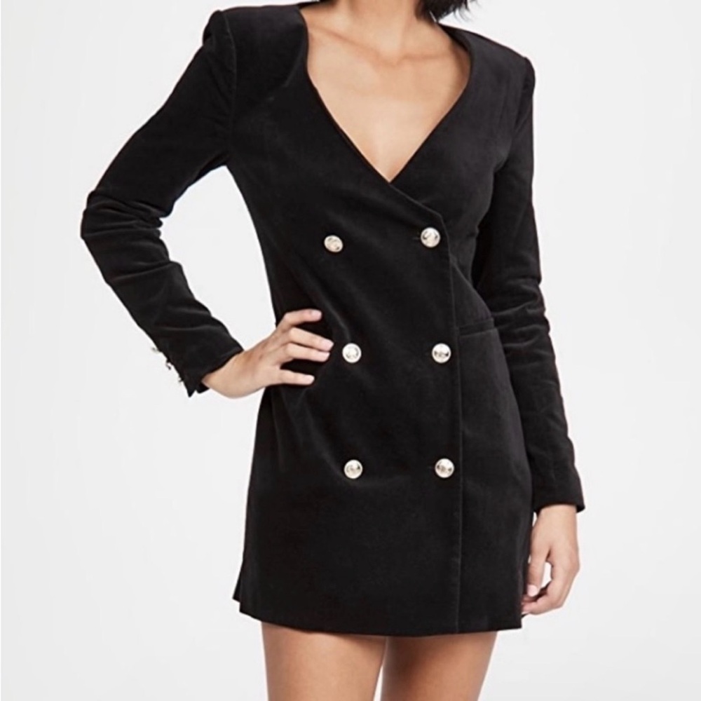 EUC Good American Velvet Double Breasted Boss Blazer Dress Size 2